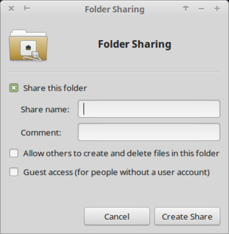 Folder Sharing Dialog
